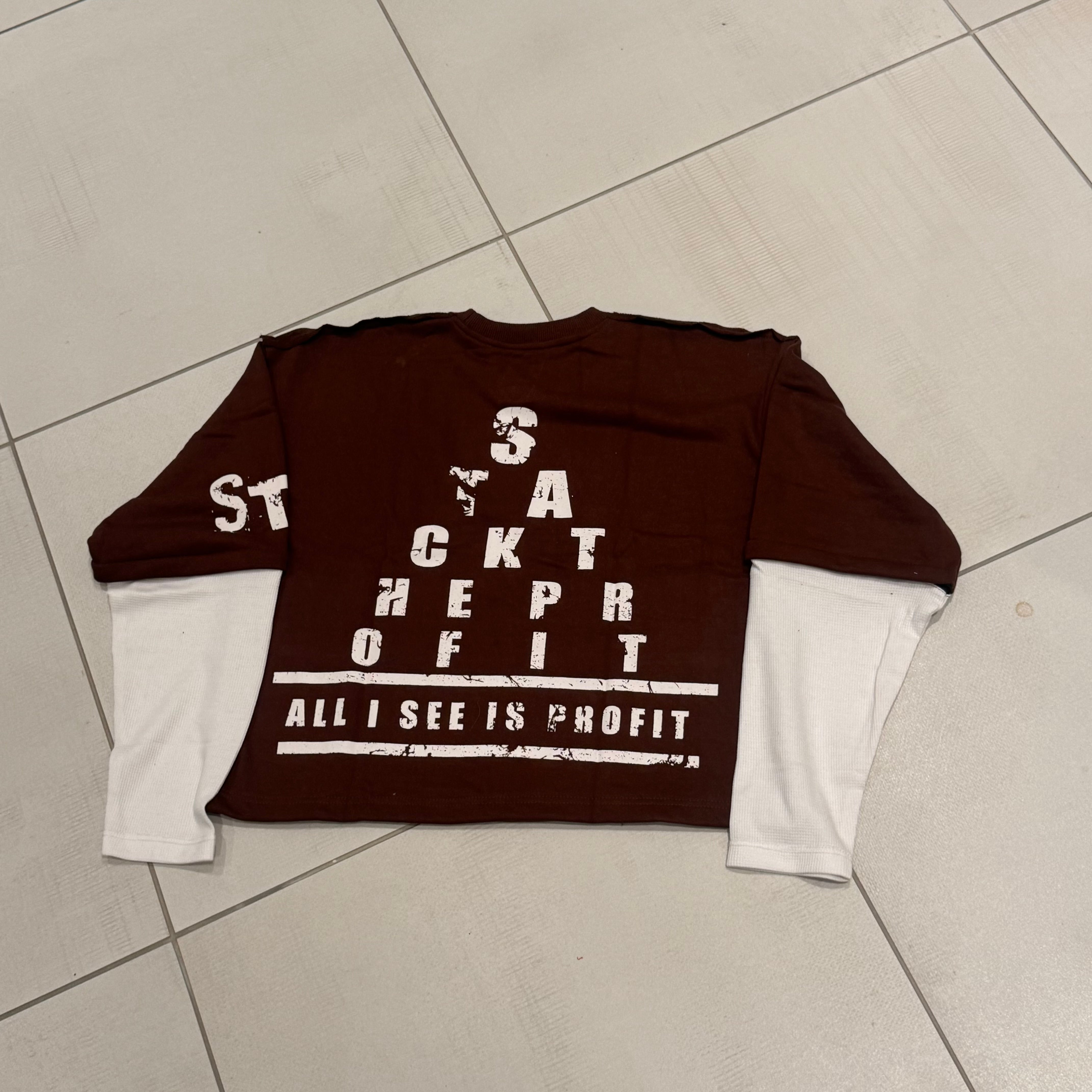 Profit Perception T Shirt (Brown & White)
