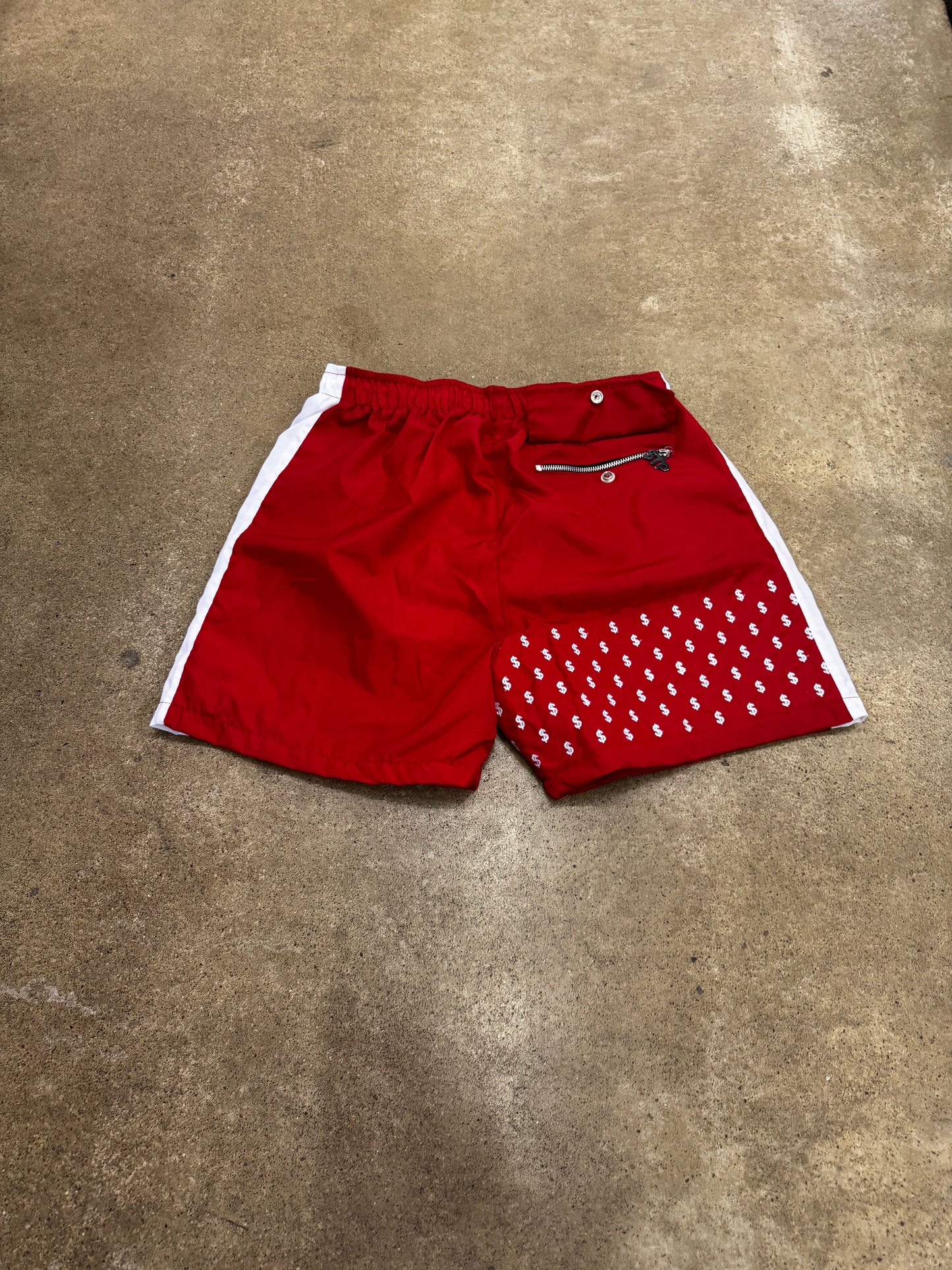 Pantalones cortos cortavientos Signature en rojo y blanco
